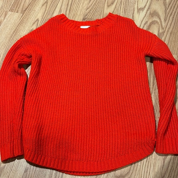 SO red crew neck cable chunky knit long sleeve pull over sweater. Size small - Picture 1 of 4